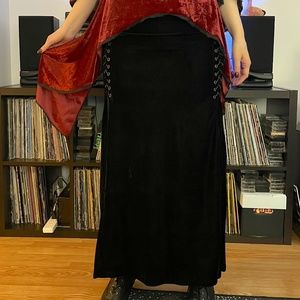 Vintage Anne Larochelle Long Velvet Skirt - Size 9/L - Romantic Goth - Witchy